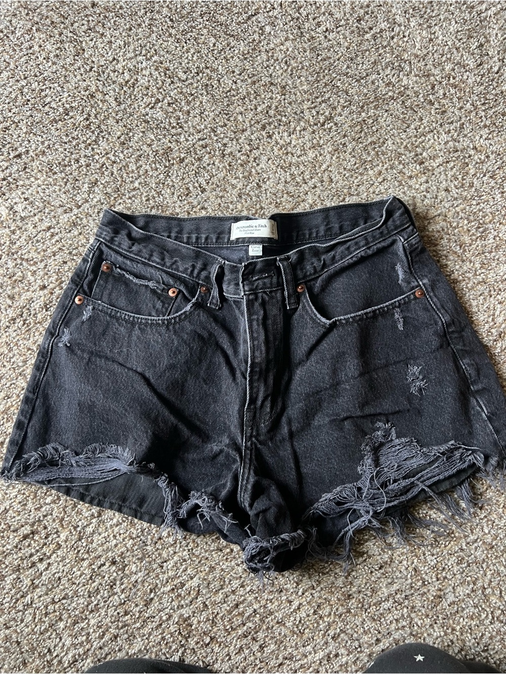 Abercrombie & Fitch Black Distressed High-Rise Jean Shorts Curve love